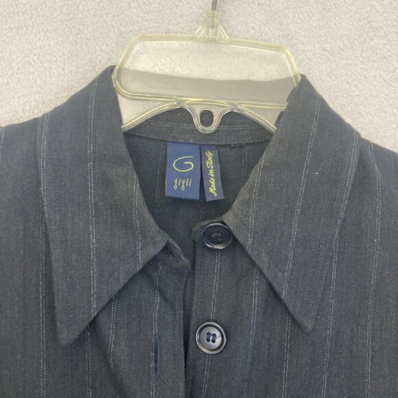 Vintage‎ Romeo Gigli Shirt Dress Womens Italian 40 US 6 Gray Pinstripe Italy 90s - Picture 8 of 16